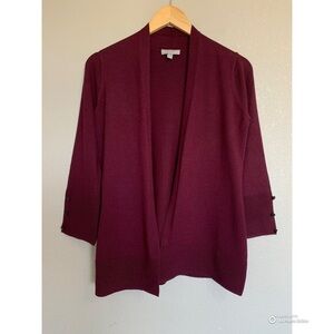 Evolution Open Front Cardigan Size Small Burgundy 3/4 Sleeve Stitch Fix NWOT